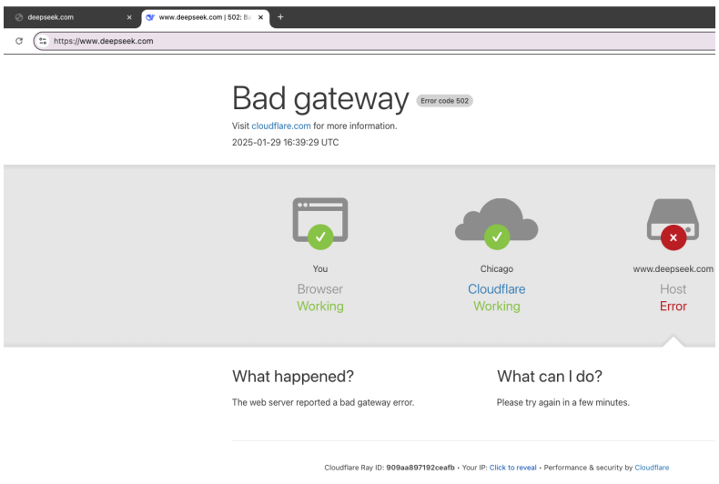 DeepSeek - Bad Gateway Error Message - 1851 Franchise